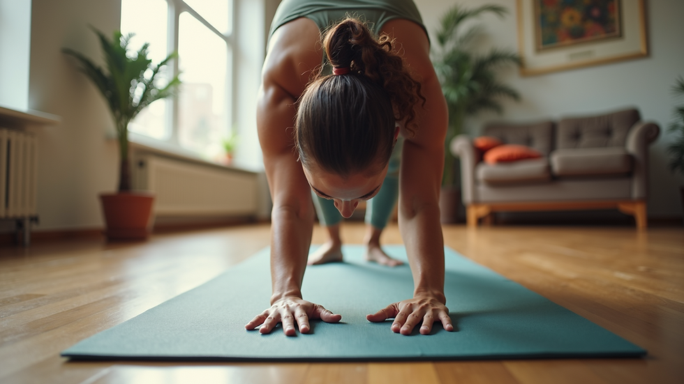 Close-up view of a yoga instructor demonstrating proper alignment in Downward-Facing Dog