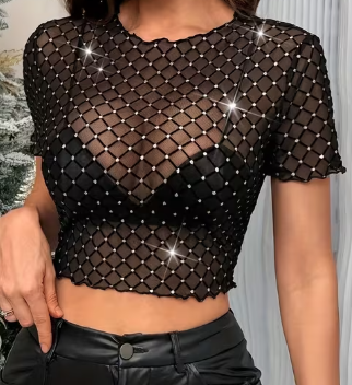 Blusa malla sexy negra