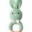 Thumbnail: Hochet de dentition en crochet anneau en bois animaux lapin vert
