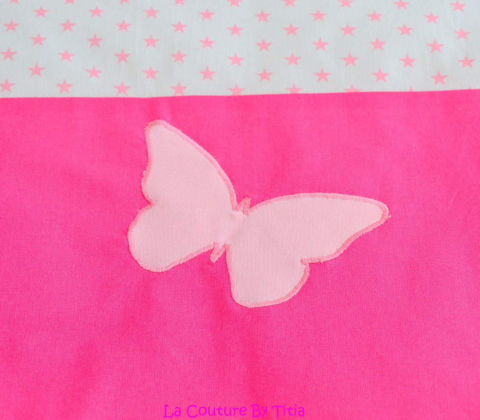 Miniature : Tour de Lit gris rose, blanc et étoiles fuchsia