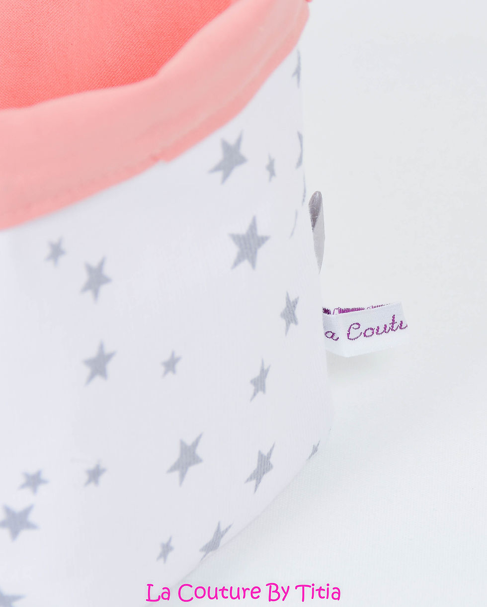 Thumbnail: Lot de 2 panières corbeilles de rangement blanc étoiles gris et Liberty Adelajda
