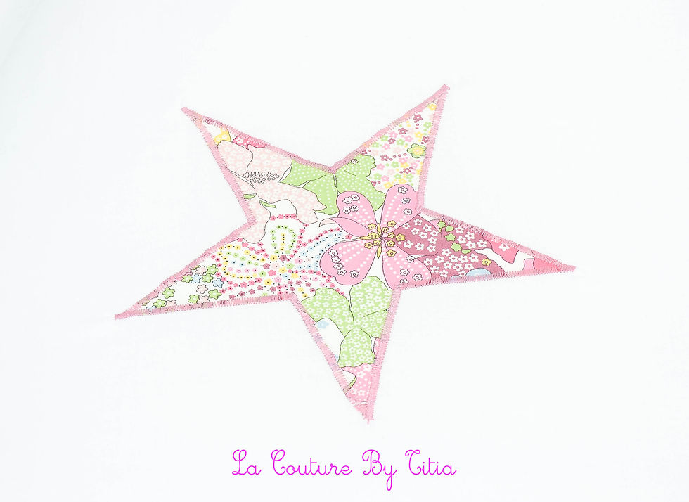 Thumbnail: Turbulette gigoteuse blanc, rose et étoiles Liberty mauvey rose