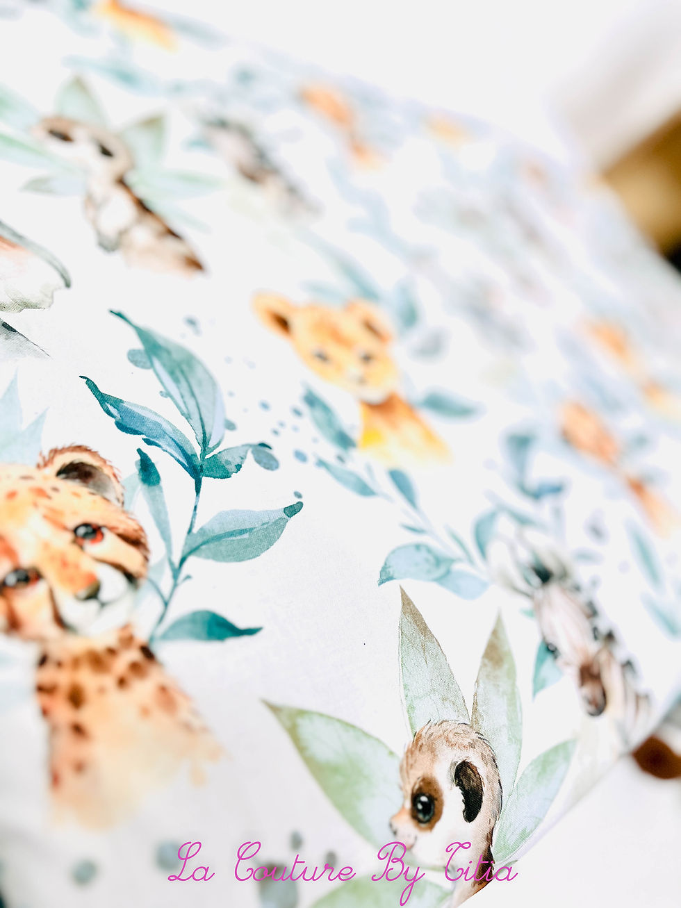 Miniature : Couverture bébé personnalisable blanc, minky savane, jungle bleu