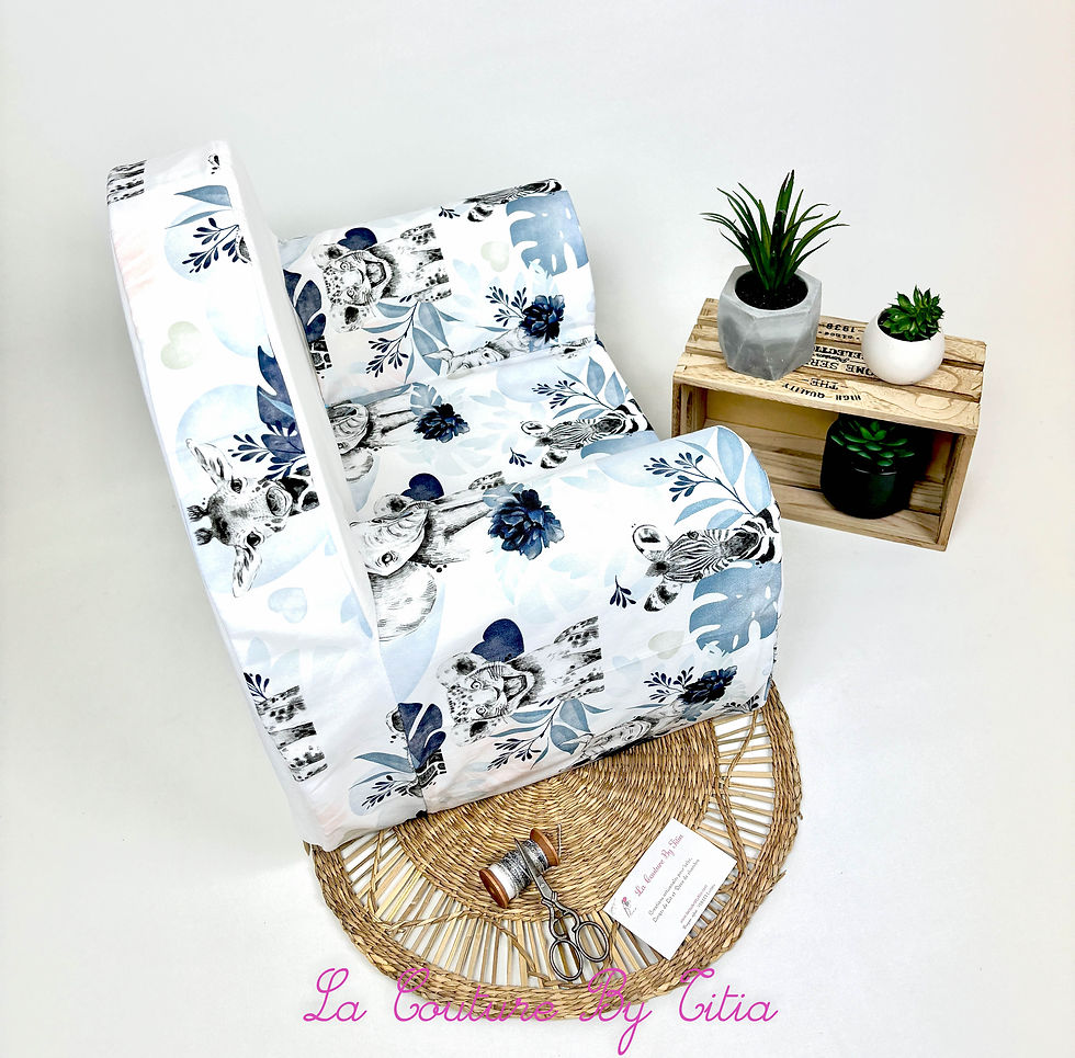 Miniature : Fauteuil enfant, fauteuil enfant personnalisable, fauteuil enfant savane bleu