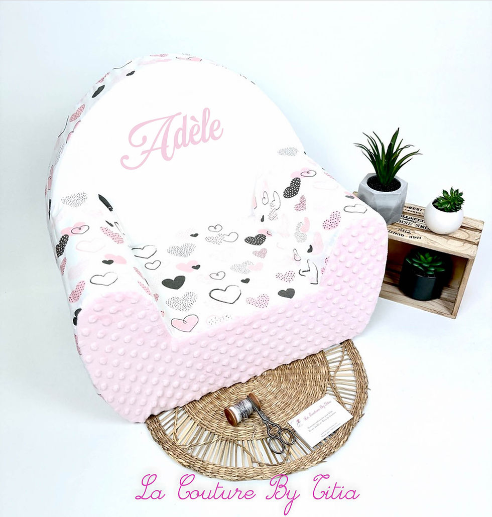 Miniature : Fauteuil enfant, fauteuil enfant personnalisable, fauteuil enfant coeur minky