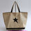 Thumbnail: Sac cabas simili cuir beige étoile paillettes noires – sac artisanal fait main