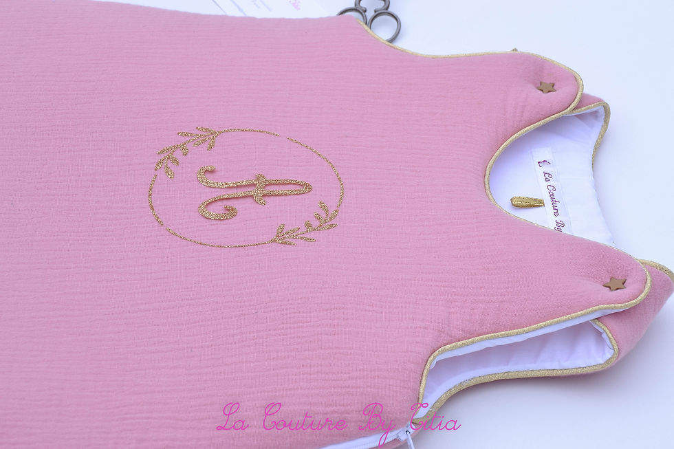 Miniature : Turbulette / gigoteuse été / hiver personnalisable en double gaze rose blush