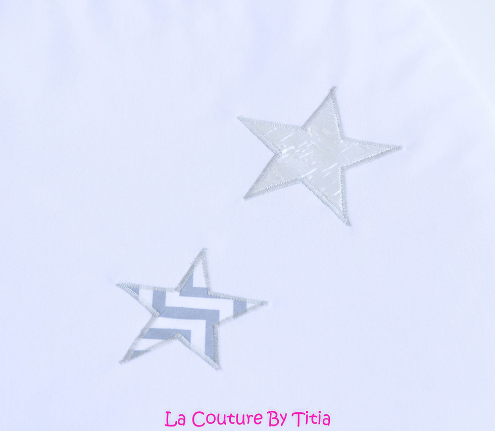 Miniature : Turbulette gigoteuse gris, blanc et étoiles argent