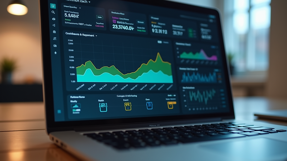 Close-up view of a laptop screen showing a simple investment portfolio dashboard