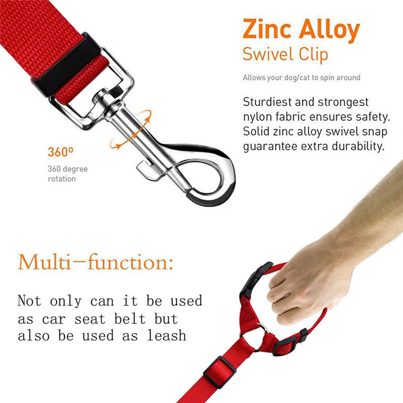 Miniatura: Nylon Safety Belt for Dogs Solid Two-in-one Pet Car Seat Belt Leash Adjustable