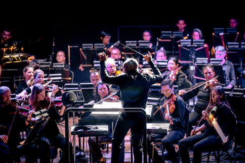 Beck performing at Red Rocks with the Colorado Symphony