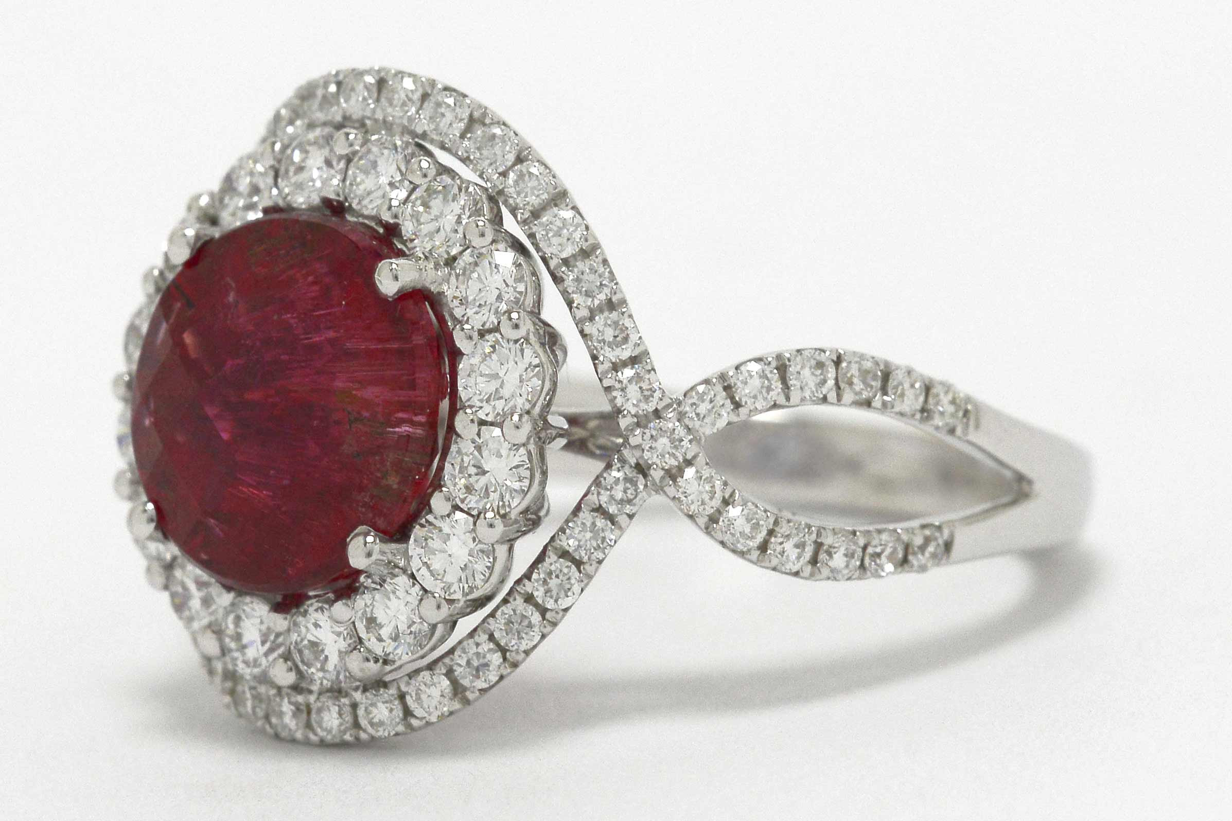 San Diego Modern Engagement Ring Red Rubellite Tourmaline