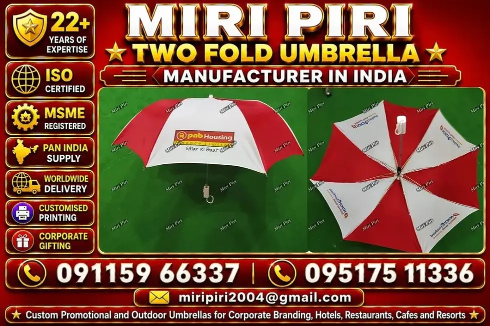 Two Fold Umbrella 21x8 and 23x8 Tripura manufacturer and supplier for promotional gifting campaigns.