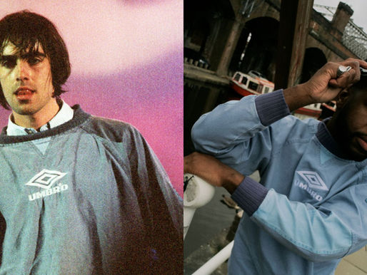 Liam Gallagher em 1996 durante show do Oasis e nova coleção da Umbro