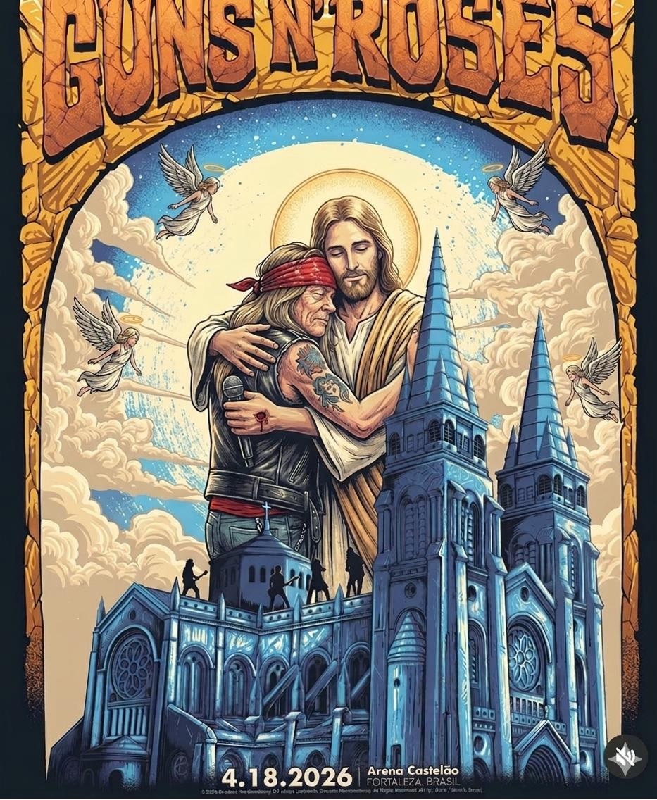 Cartaz do Guns N' Roses em Fortaleza gera revolta da Igreja