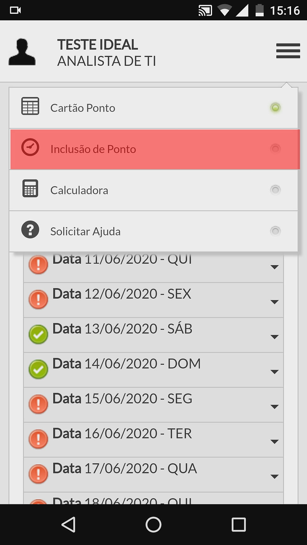 Botão de inclusão de ponto em destaque