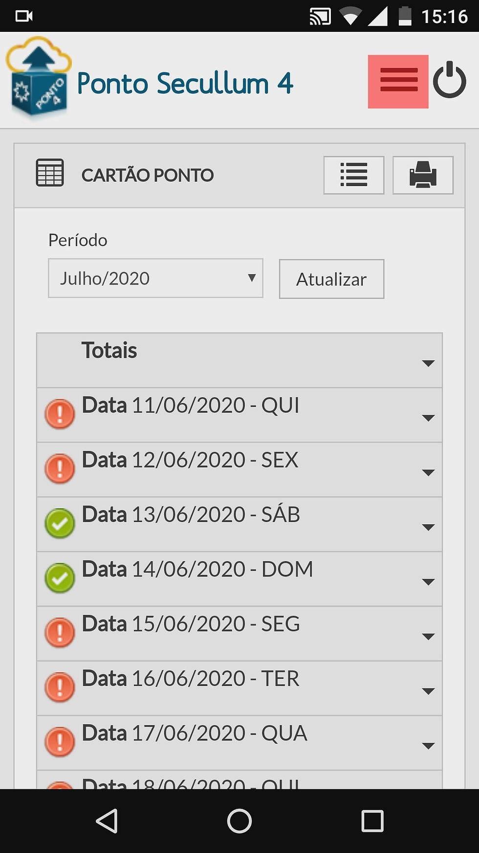 Botão de abertura do menu em destaque