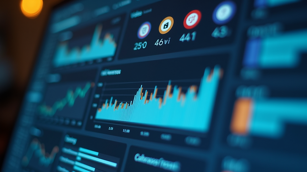 Close-up view of a digital dashboard showing video marketing analytics