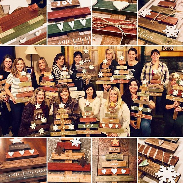Thumbnail: unique pallet wood Christmas tree art class in multiple colors and modifications