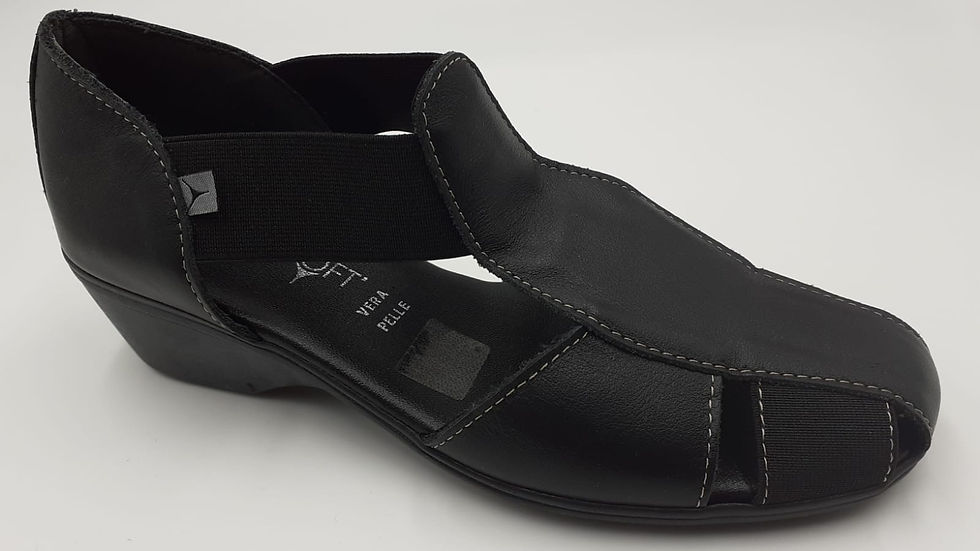 CINZIA SOFT NERO PELLE ZEPPA SANDALO DONNA