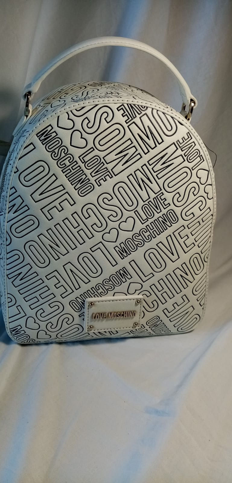 MOSCHINO ZAINO EMBOSSED BIANCO  ACCESSORI