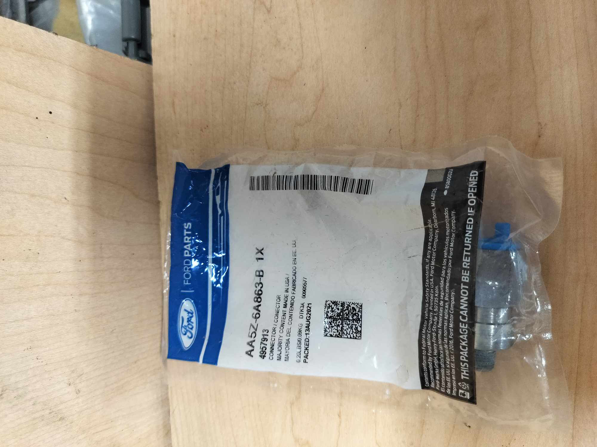 2010-2019 Ford Escape, Flex, Taurus Turbocharger oil line adapter- AA5Z-6A863-B