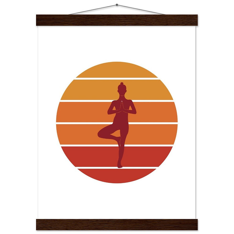 Miniature : Yoga Silouette Frau Baum Pose - Art Print mit Leisten