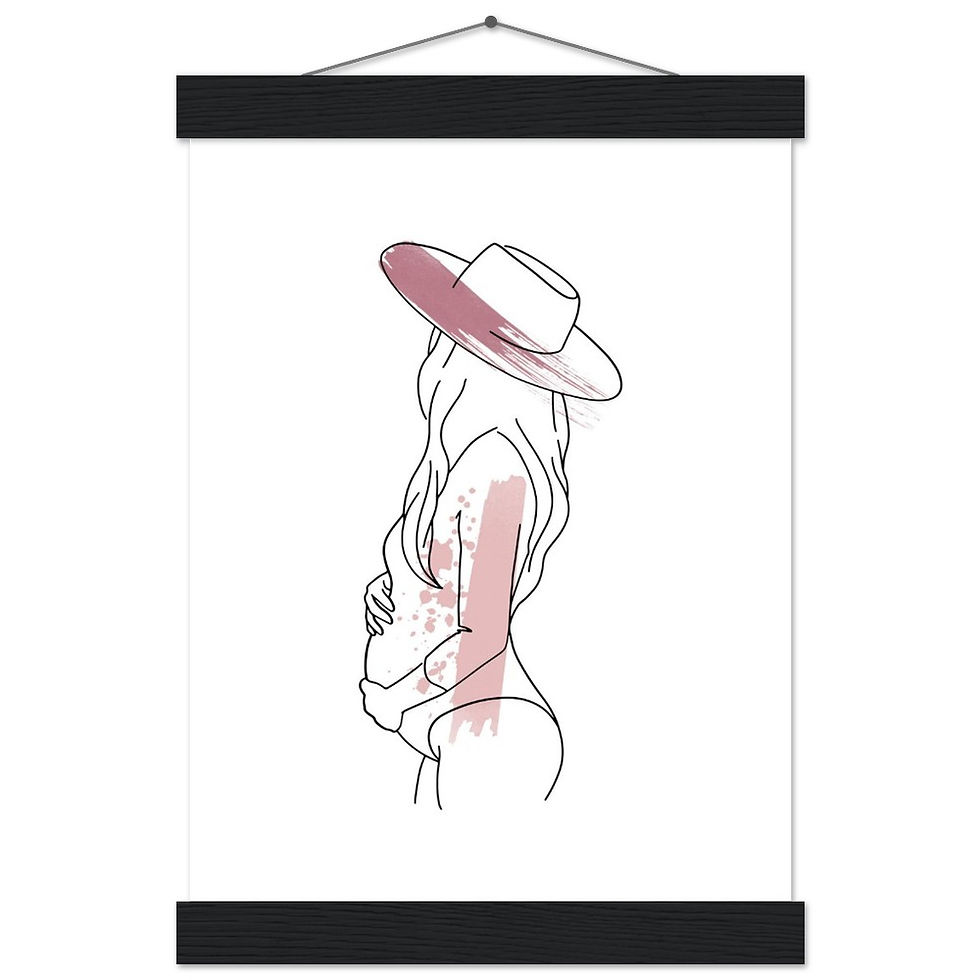 Thumbnail: beautiful pregnant woman line art style - Art Print mit Leisten