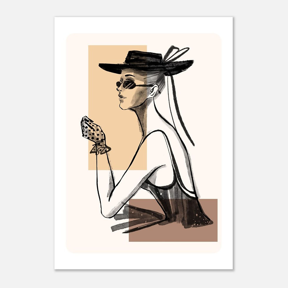Miniatura: Frau mit geometrischen Formen im Hintergrund II - Art Print