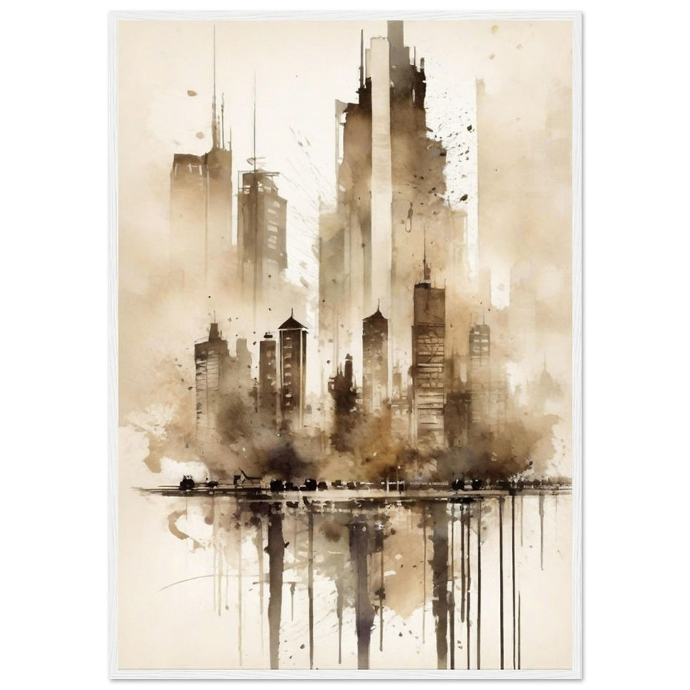 Thumbnail: Urbane Aquarelle - Art Print mit Holzrahmen