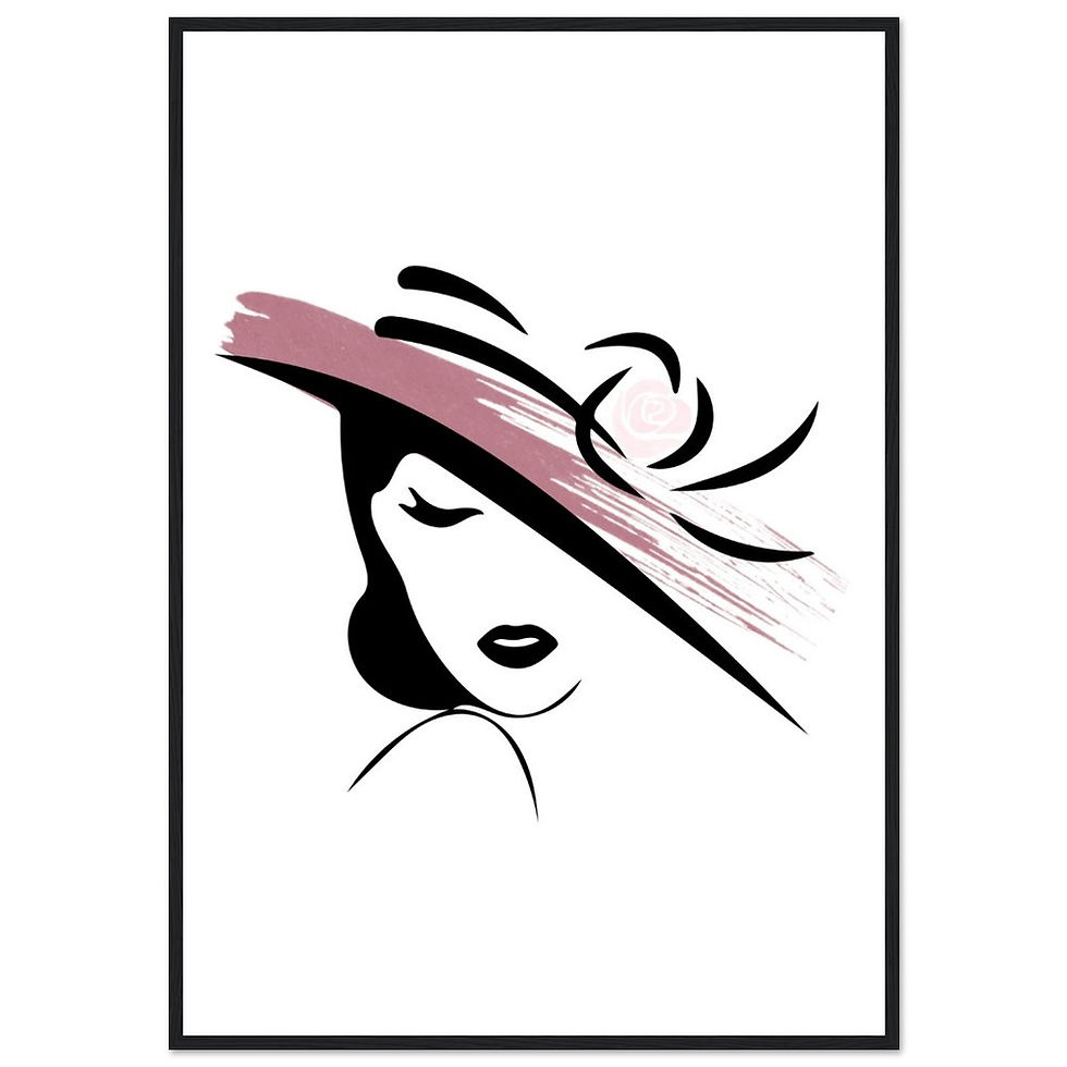 Miniature : woman with a hat - Art Print mit Holzrahmen