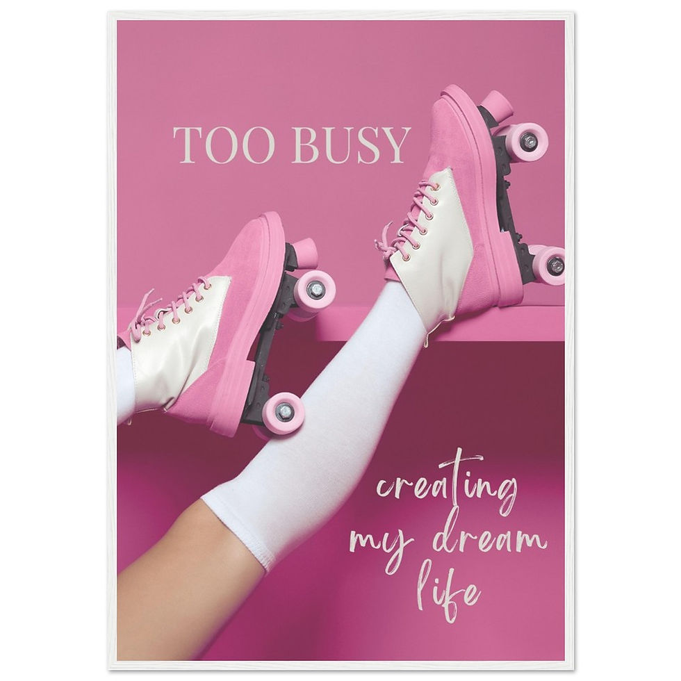 Miniaturbild: TOO BUSY creating my dream life roller skates - Art Print mit Holzrahmen