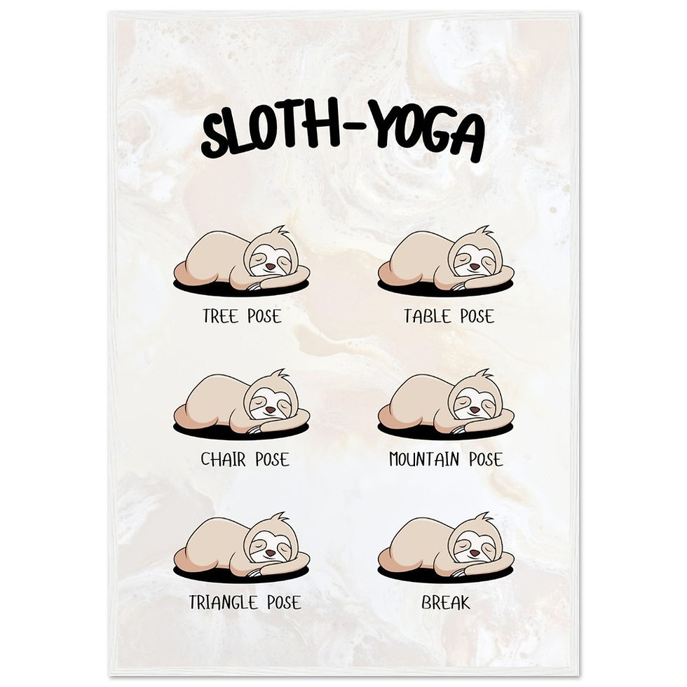 Miniature : Sloth Yoga - Art Print mit Holzrahmen