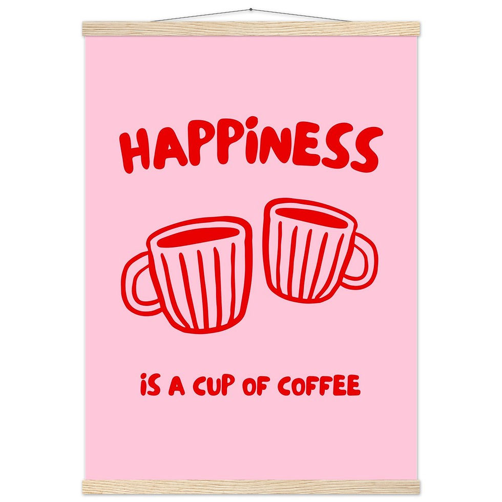 Miniaturbild: Happiness is a Cup of Coffee - Art Print mit Leisten in deiner Wahl