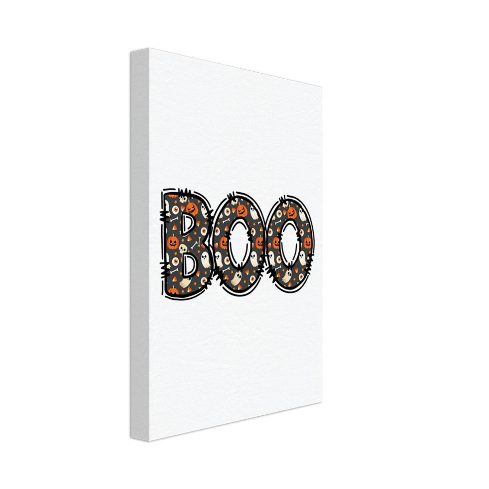 Boo! Halloween Geister & Kürbisse Leinwand - Gruselig Schönes Wandbild