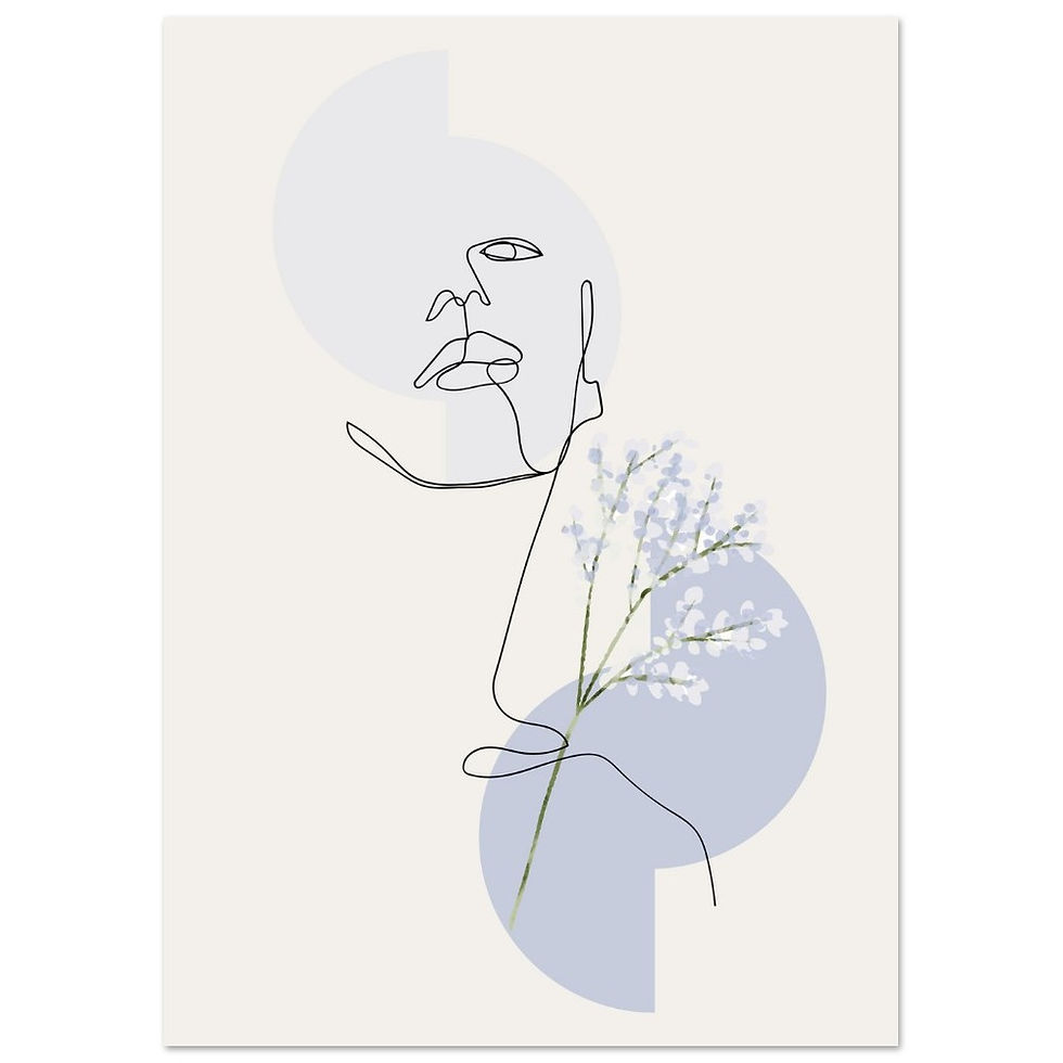 Miniature : Frau mit geometrischen Formen im Hintergrund - Art Print