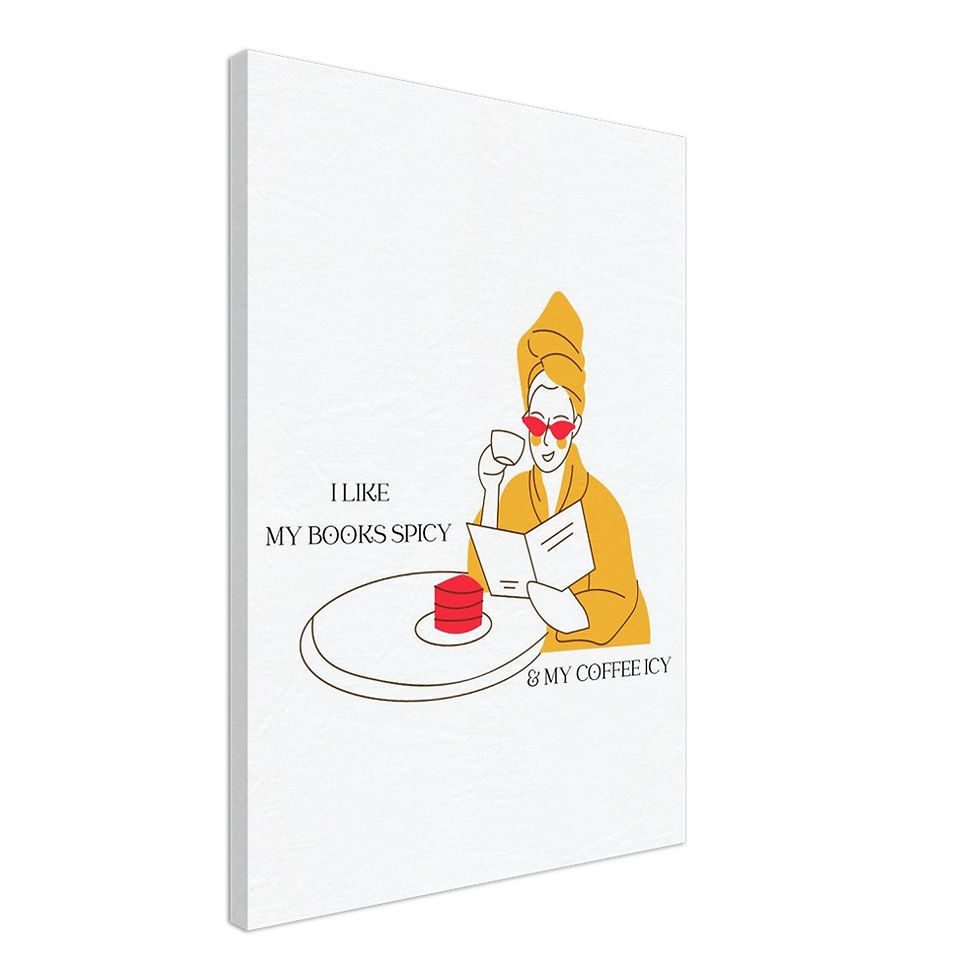 Miniaturbild: Frau mit Buch die gerne liest und Kaffee trinkt in Farbe - Leinwand
