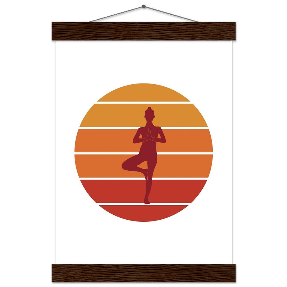 Miniature : Yoga Silouette Frau Baum Pose - Art Print mit Leisten