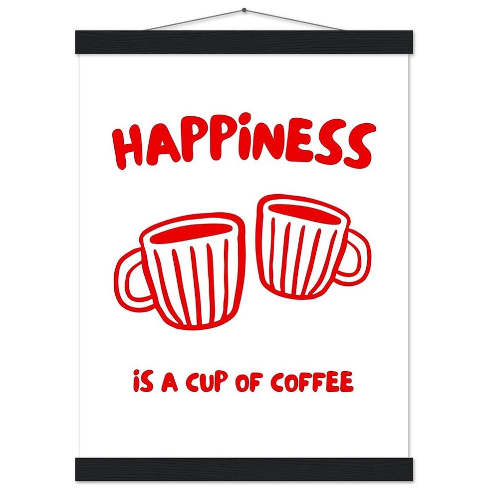 Miniature : HAPPINESS IS A CUP OF COFFEE - Art Print mit Leisten