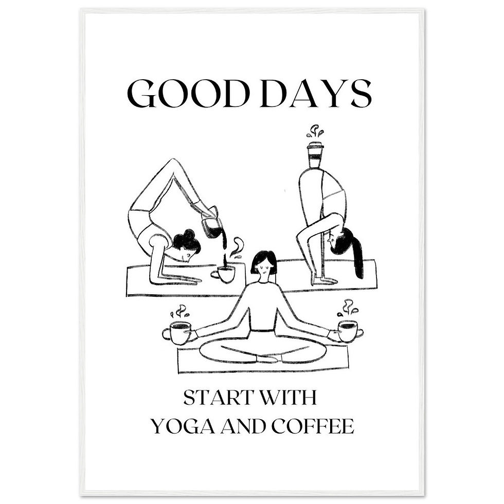 Miniaturbild: GOOD DAYS START WITH YOGA AN COFFEE - Art Print mit Holzrahmen