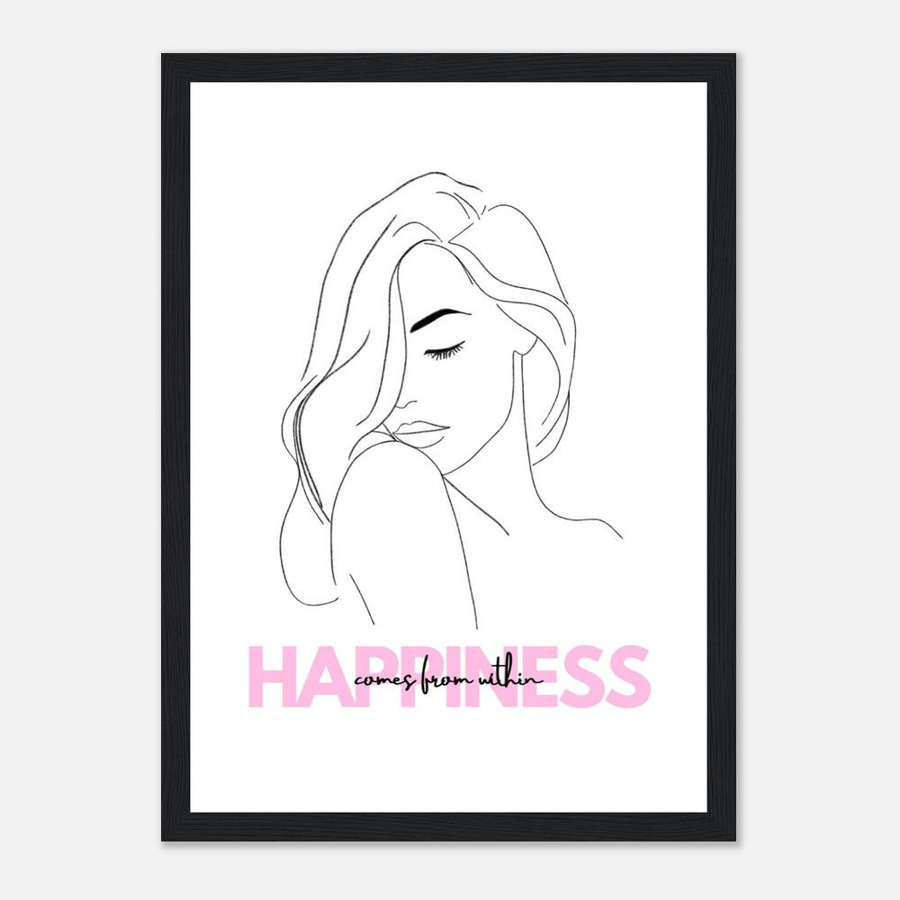 HAPPINESS comes from within - Art Print mit Holzrahmen