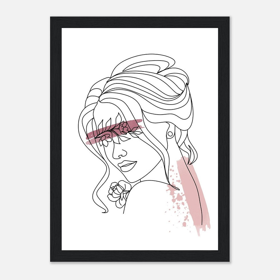 Miniaturbild: Line Art Frau IV - Art Print mit Holzrahmen