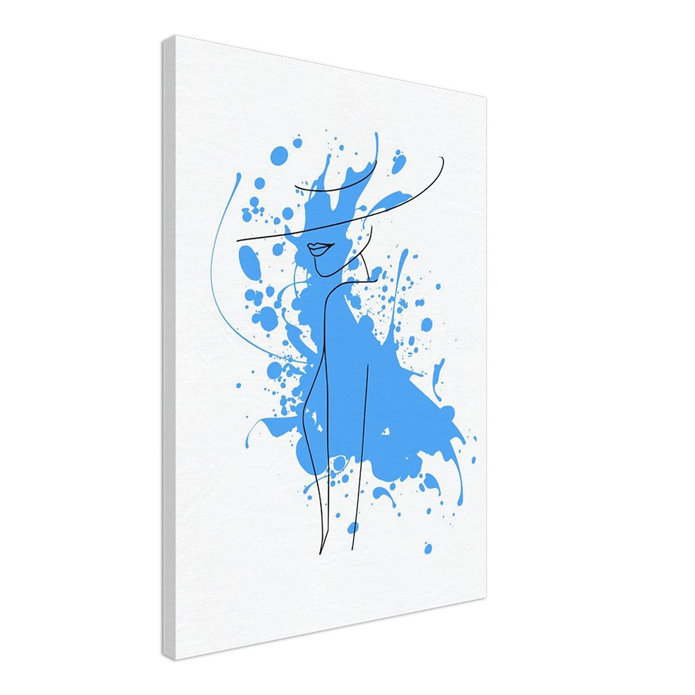 Miniature : Frau im Stil von Line Art mit blauen Akzenten - Leinwand