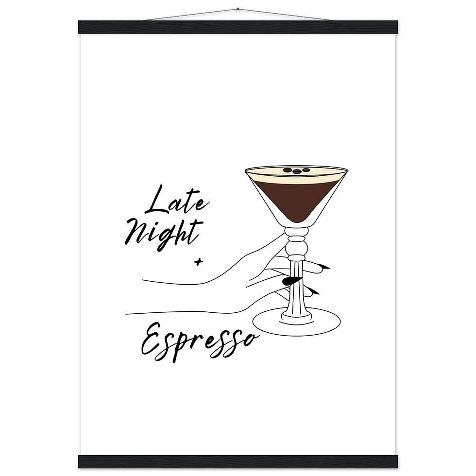 Miniature : Late Night Espresso Martini – Edgy Cocktail Art Print mit Leisten