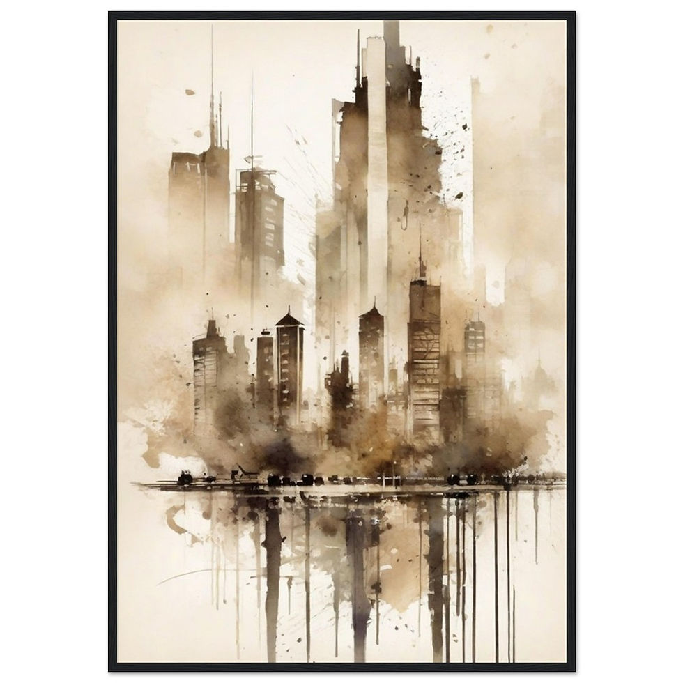Thumbnail: Urbane Aquarelle - Art Print mit Holzrahmen