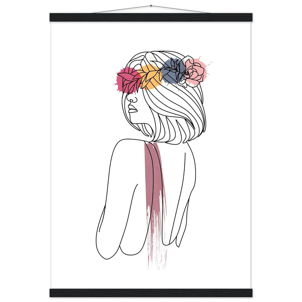 Thumbnail: Line Art Frau V - Art Print mit Leisten
