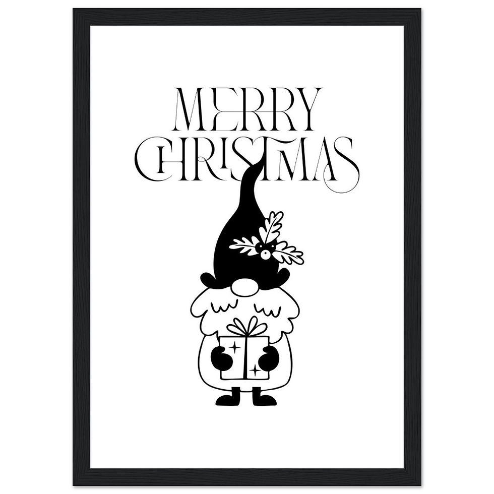 Merry Christmas - Art Print mit Holzrahmen