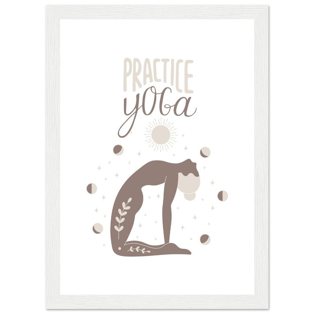 PRACTICE YOGA - Art Print mit Holzrahmen