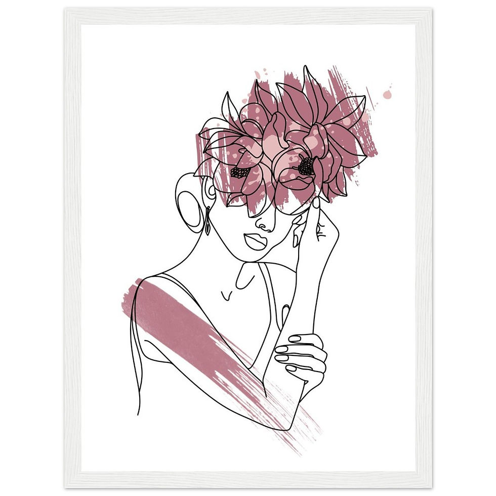 Miniatura: Line Art Frau III - Art Print mit Holzrahmen