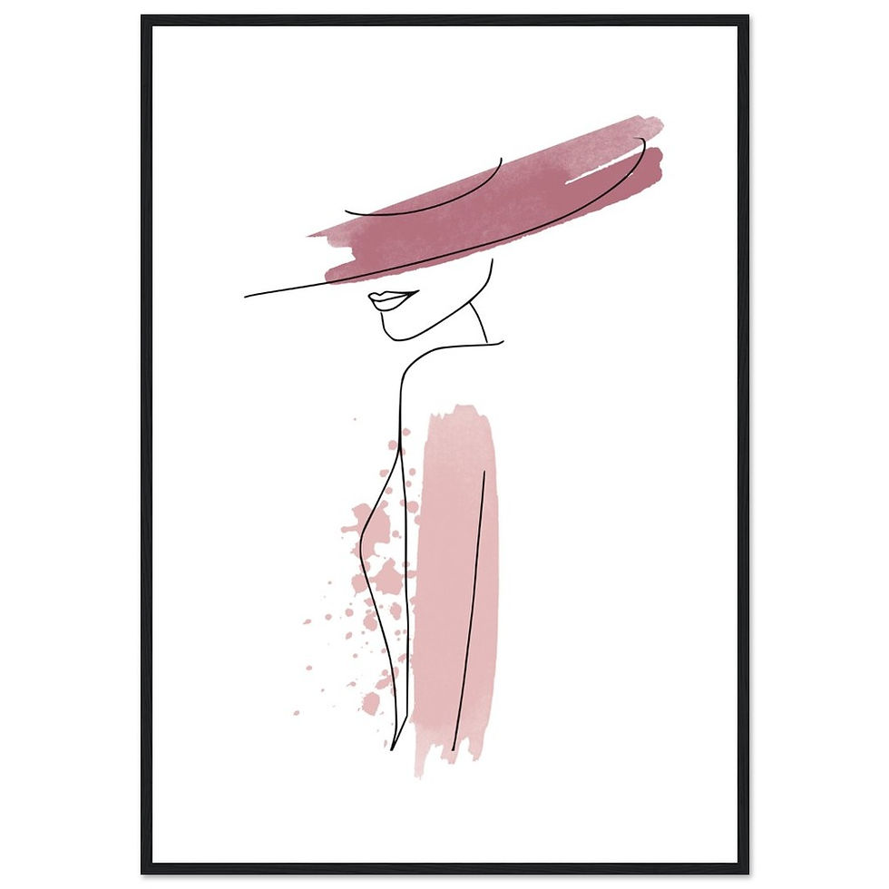 Miniatura: Frau im Stil von Line Art - Art Print mit Holzrahmen